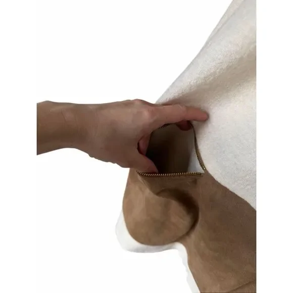 Chico’s Vest Ivory Wool Faux Suede Zip Pockets Cream Tan 2 US Large - Picture 11 of 13